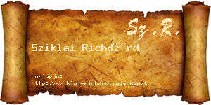 Sziklai Richárd névjegykártya